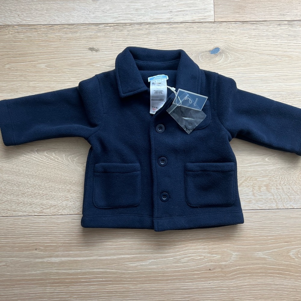 NWT Jacadi Paris Blue Baby Boy Jacket Coat Button Up 12m